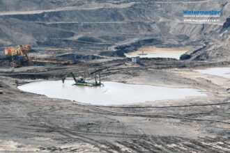 Amphibious Watermaster Dredger Maintaining ponds at an open-pit mine, Czech Republic