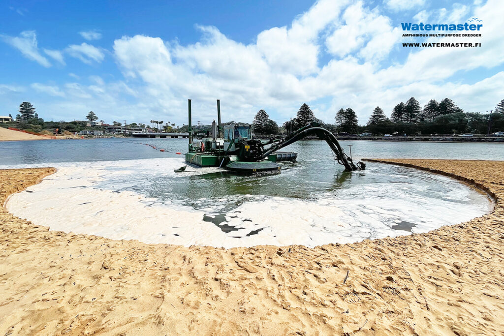 Lagoon maintenance dredging to reduce the flood risk and improve the recreational value of the area in Australia